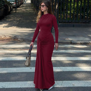 Women's Waist Trimming Lace Up Sheath Dress Solid Color Slim Fit