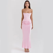 Slim Tube Top Long Dress – Sexy Backless Bandeau Evening Party Dress for Women