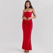 Slim Tube Top Long Dress – Sexy Backless Bandeau Evening Party Dress for Women