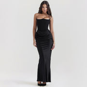 Slim Tube Top Long Dress – Sexy Backless Bandeau Evening Party Dress for Women