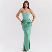 Slim Tube Top Long Dress – Sexy Backless Bandeau Evening Party Dress for Women