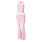 Fashion Casual Vest Slim-fit Solid Color Trousers Suit