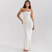 Slim Tube Top Long Dress – Sexy Backless Bandeau Evening Party Dress for Women