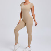 Pure Color Tight Yoga Jumpsuit – Stretchy One-Piece Activewear for Women, Breathable Fitness Bodysuit for Yoga & Workouts