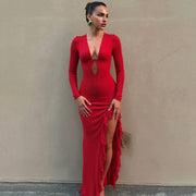 Sexy Lace Side-Slit Slim-fit Long Dress
