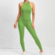 Women's Zipper Aerial Yoga Jumpsuit – Cotton Blend, Stretch Fit, Solid Color Activewear for Flexibility & Performance