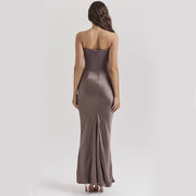 Slim Tube Top Long Dress – Sexy Backless Bandeau Evening Party Dress for Women